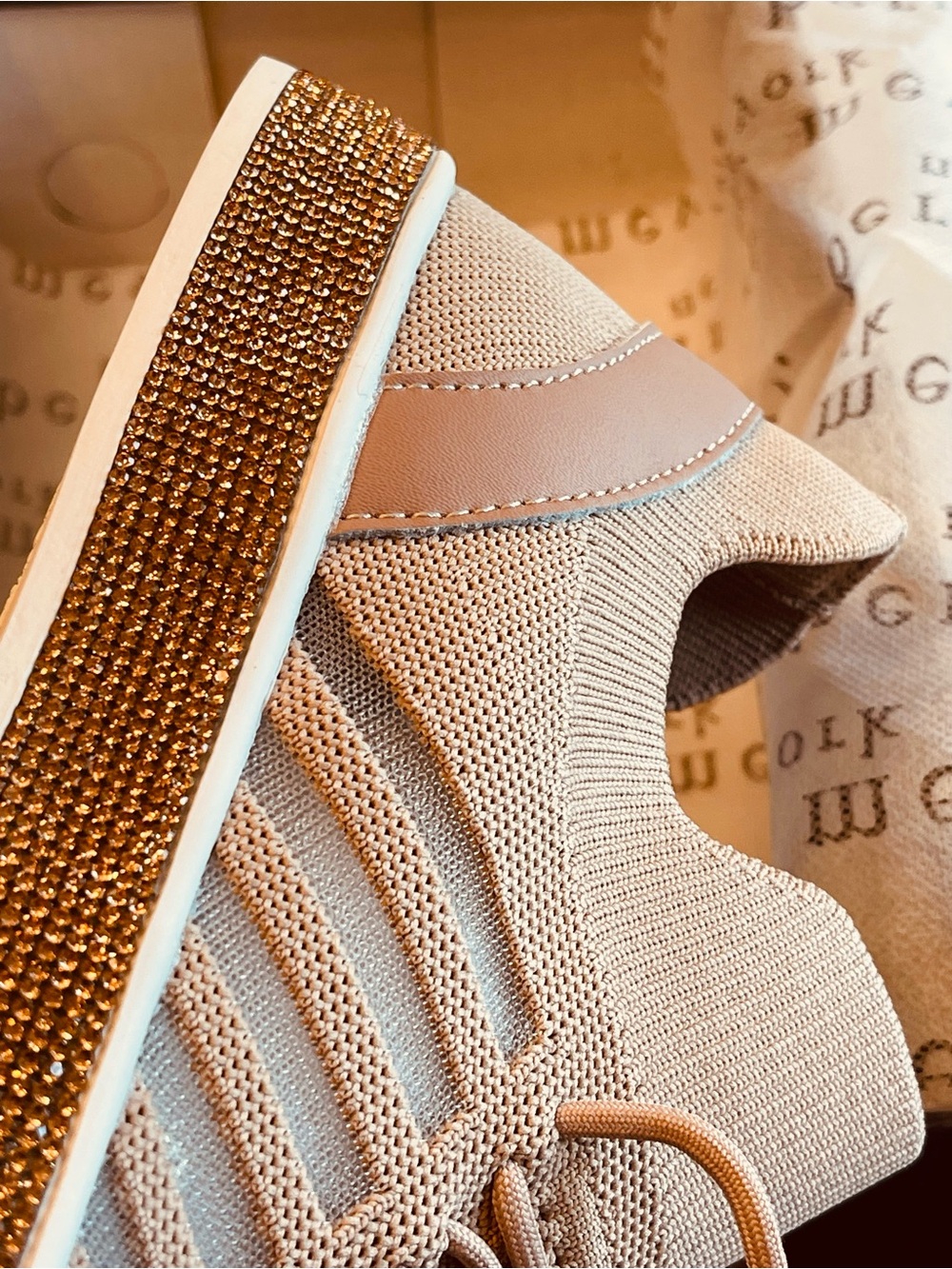 NIB BERNIE MEV BERNICE ROSE GOLD MEMORY FOAM KNIT BEDAZZLED SIDE SOLE SNEAKER 7 - Picture 7 of 15